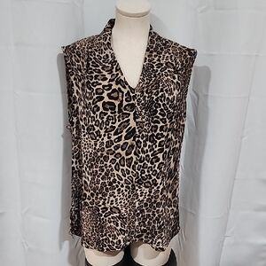 Le Gali Chic Sleeveless Leopard Print Blouse